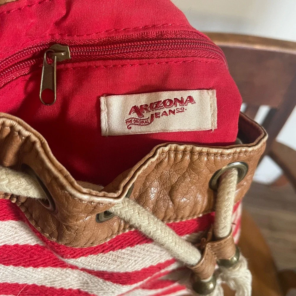 RETRO Arizona Jean‎ Co Slouchy Canvas Rope Drawstring Bucket Bag Crossbody 2010s